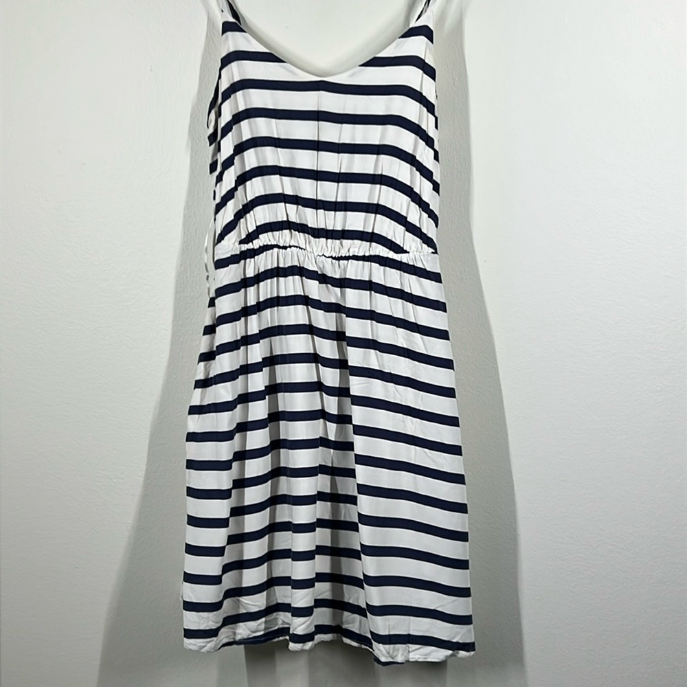 Lauren Conrad Size 4 Blue and White striped Mini Strappy Dress Adjustable Straps